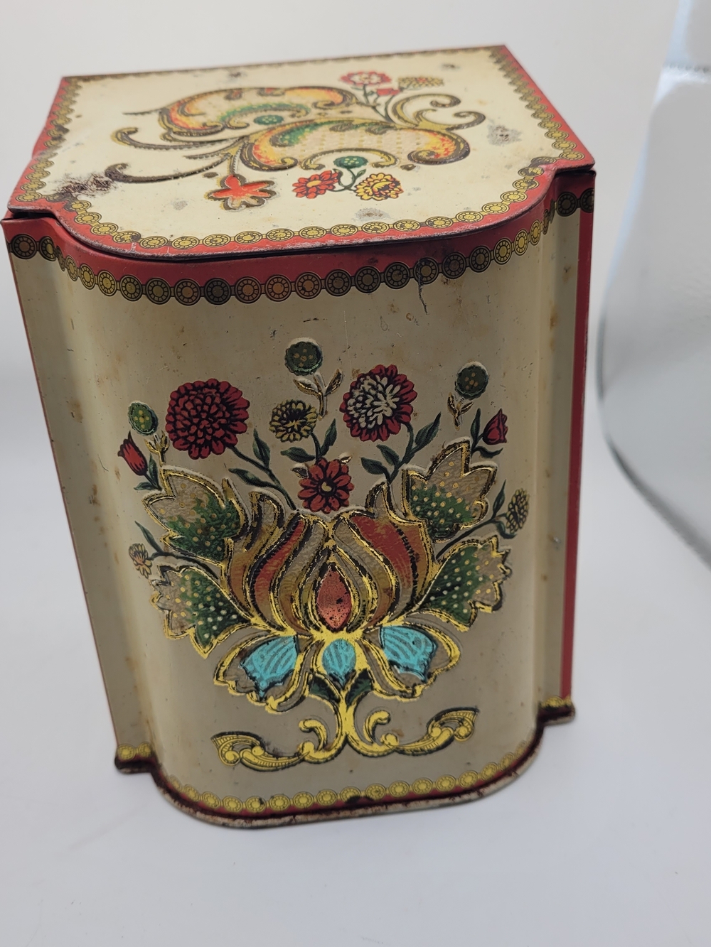 Vintage Mid Century Baret Ware Hinged Tin Box Made in England Tea Box